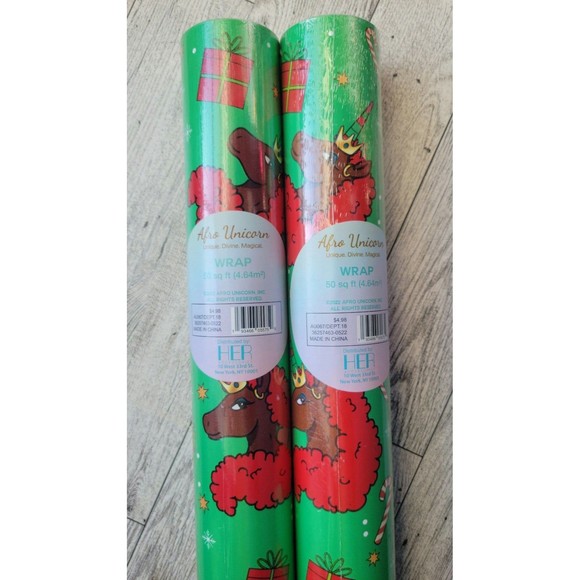 LAST ONE AFRO UNICORN Wrapping paper 150 sq ft C… - Picture 1 of 2